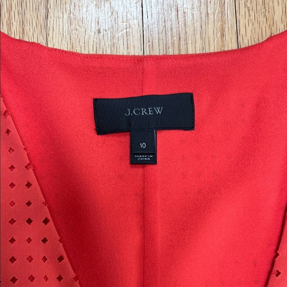 J.Crew Bright Coral Eyelet Midi Dress Sleeveless V Neck - Picture 2 of 5